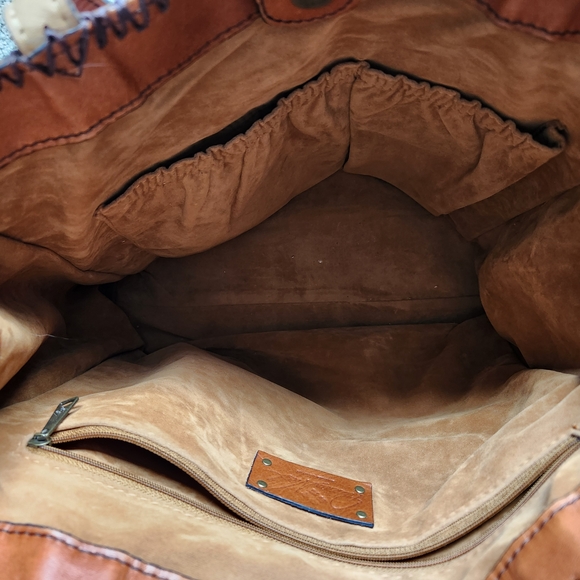 Patricia Nash Multitone Patchwork Leather Tote in Brown, Tan, Cream - Picture 4 of 5